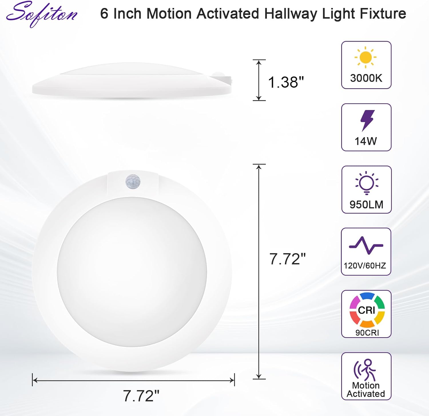 Disk Light Fixture with Motion Sensor